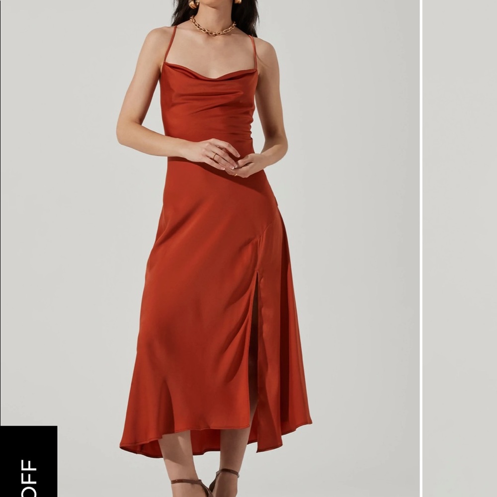 ASTR The Label Gaia Midi Dress Rust